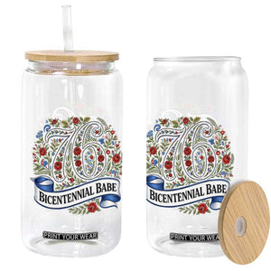 Vintage Floral Bicentennial Babe Est 1976 Glass Can Elegant 50th Birthday TS02 Print Your Wear