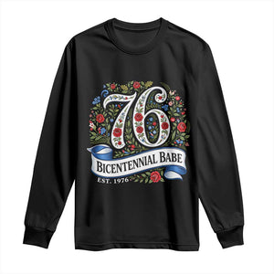 Vintage Floral Bicentennial Babe Est 1976 Long Sleeve Shirt Elegant 50th Birthday TS02 Black Print Your Wear