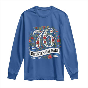 Vintage Floral Bicentennial Babe Est 1976 Long Sleeve Shirt Elegant 50th Birthday TS02 Royal Blue Print Your Wear