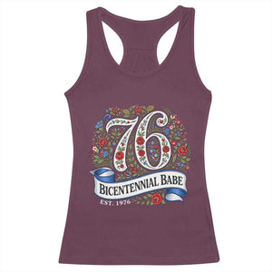 Vintage Floral Bicentennial Babe Est 1976 Racerback Tank Top Elegant 50th Birthday