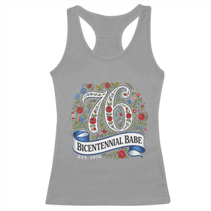 Vintage Floral Bicentennial Babe Est 1976 Racerback Tank Top Elegant 50th Birthday