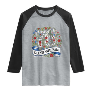 Vintage Floral Bicentennial Babe Est 1976 Raglan Shirt Elegant 50th Birthday TS02 Heather Gray Black Print Your Wear