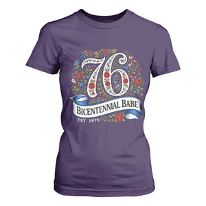Vintage Floral Bicentennial Babe Est 1976 T Shirt For Women Elegant 50th Birthday TS02 Purple Print Your Wear