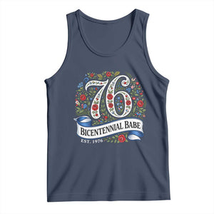 Vintage Floral Bicentennial Babe Est 1976 Tank Top Elegant 50th Birthday TS02 Navy Print Your Wear