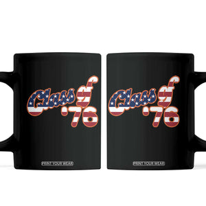Patriotic Class of 76 Retro American Flag Script Coffee Mug Graduation Birthday Milestone