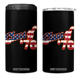 Patriotic Class of 76 Retro American Flag Script 4 in 1 Can Cooler Tumbler Graduation Birthday Milestone TS02 One Size: 16 oz Black Print Your Wear