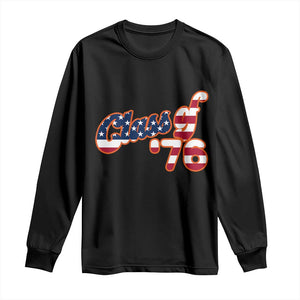 Patriotic Class of 76 Retro American Flag Script Long Sleeve Shirt Graduation Birthday Milestone TS02 Black Print Your Wear