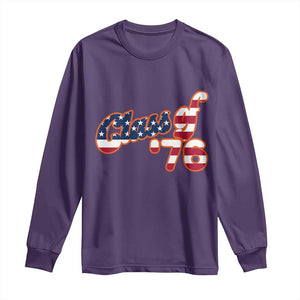 Patriotic Class of 76 Retro American Flag Script Long Sleeve Shirt Graduation Birthday Milestone TS02 Purple Print Your Wear