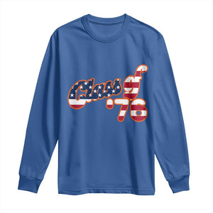 Patriotic Class of 76 Retro American Flag Script Long Sleeve Shirt Graduation Birthday Milestone TS02 Royal Blue Print Your Wear