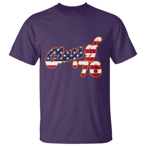 Patriotic Class of 76 Retro American Flag Script T Shirt Graduation Birthday Milestone TS02 Purple Print Your Wear