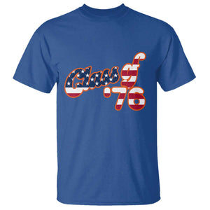 Patriotic Class of 76 Retro American Flag Script T Shirt Graduation Birthday Milestone TS02 Royal Blue Print Your Wear