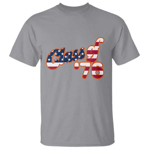 Patriotic Class of 76 Retro American Flag Script T Shirt Graduation Birthday Milestone TS02 Sport Gray Print Your Wear