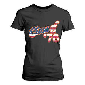 Patriotic Class of 76 Retro American Flag Script T Shirt For Women Graduation Birthday Milestone TS02 Black Print Your Wear