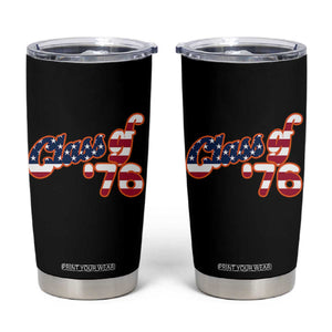 Patriotic Class of 76 Retro American Flag Script Tumbler Cup Graduation Birthday Milestone TS02 Black Print Your Wear