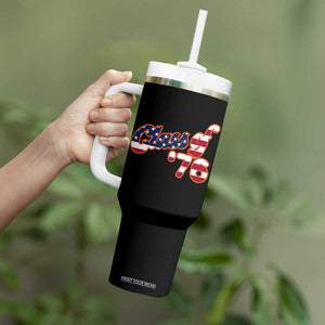Patriotic Class of 76 Retro American Flag Script Tumbler With Handle Graduation Birthday Milestone TS02 Print Your Wear