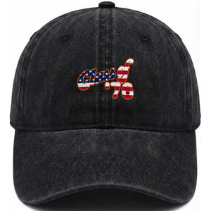 Patriotic Class of 76 Retro American Flag Script Washed Cotton Baseball Cap Graduation Birthday Milestone TS02 Print Your Wear