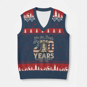 We The People 250 Years Liberty Bell Patriotic V-Neck Knit Sweater Vest American Semi-Quincentennial