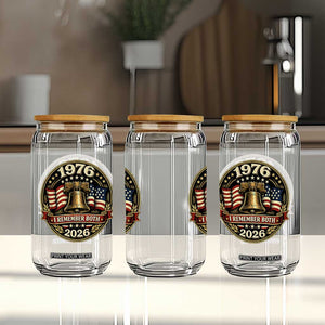 Bicentennial Born 1976 Liberty Bell Glass Can America 250th Anniversary 50th Birthday