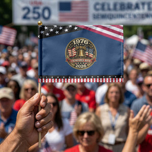Bicentennial Born 1976 Liberty Bell Patriotic Handheld Flag America 250th Anniversary 50th Birthday
