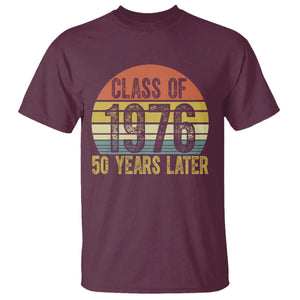Class of 1976 50 Years Later T Shirt Retro Sunset Graduation Birthday 50th Milestone TS02 Maroon Print Your Wear