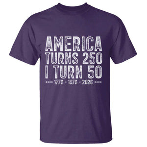 America Turns 250 I Turn 50 T Shirt Funny Patriotic 1976 50th Birthday TS02 Purple Print Your Wear