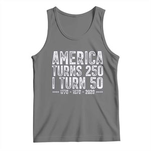 America Turns 250 I Turn 50 Tank Top Funny Patriotic 1976 50th Birthday TS02 Black Heather Print Your Wear