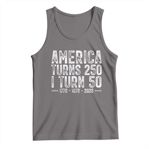America Turns 250 I Turn 50 Tank Top Funny Patriotic 1976 50th Birthday TS02 Deep Heather Print Your Wear