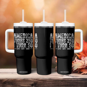 America Turns 250 I Turn 50 Tumbler With Handle Funny Patriotic 1976 50th Birthday TS02 Print Your Wear