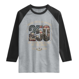 America 250 Years Paid In Full By The Brave Raglan Shirt Patriotic Military Remembrance USA Semiquincentennial TS02 Heather Gray Black Print Your Wear