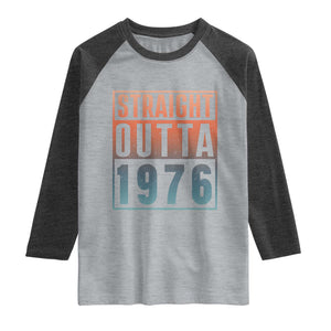 Straight Outta 1976 Raglan Shirt Funny 50th Birthday Retro Neon Gradient Effect Printing