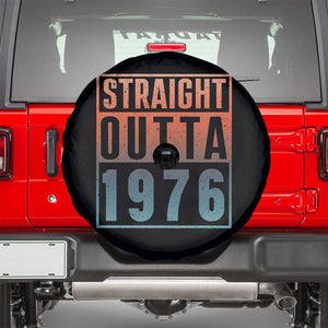 Straight Outta 1976 Spare Tire Cover Funny 50th Birthday Retro Neon Gradient Effect Printing TS02 Black Print Your Wear