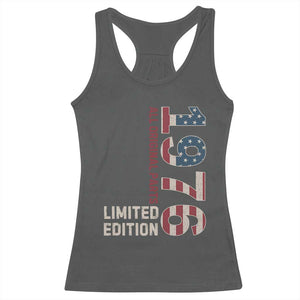 Vintage 1976 All Original Parts Racerback Tank Top Patriotic US Flag 50th Birthday Gift TS02 Dark Heather Print Your Wear