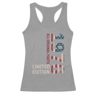 Vintage 1976 All Original Parts Racerback Tank Top Patriotic US Flag 50th Birthday Gift TS02 Sport Gray Print Your Wear
