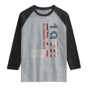 Vintage 1976 All Original Parts Raglan Shirt Patriotic US Flag 50th Birthday Gift TS02 Heather Gray Black Print Your Wear