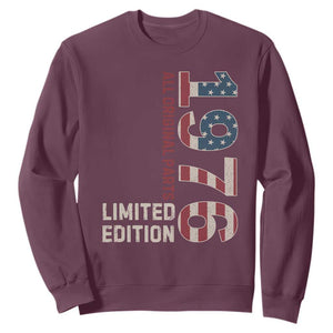 Vintage 1976 All Original Parts Sweatshirt Patriotic US Flag 50th Birthday Gift TS02 Maroon Print Your Wear