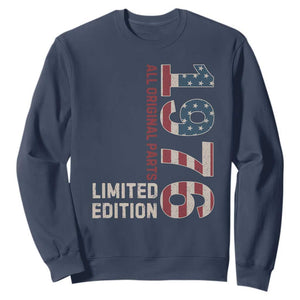 Vintage 1976 All Original Parts Sweatshirt Patriotic US Flag 50th Birthday Gift TS02 Navy Print Your Wear