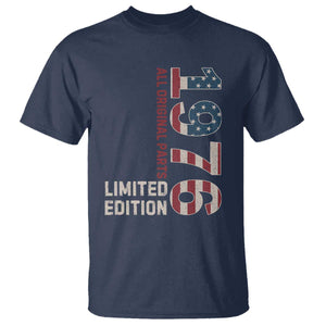 Vintage 1976 All Original Parts T Shirt Patriotic US Flag 50th Birthday Gift TS02 Navy Print Your Wear