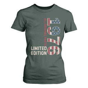 Vintage 1976 All Original Parts T Shirt For Women Patriotic US Flag 50th Birthday Gift TS02 Dark Forest Green Print Your Wear