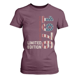 Vintage 1976 All Original Parts T Shirt For Women Patriotic US Flag 50th Birthday Gift TS02 Maroon Print Your Wear