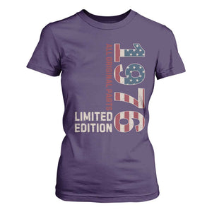 Vintage 1976 All Original Parts T Shirt For Women Patriotic US Flag 50th Birthday Gift TS02 Purple Print Your Wear