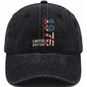 Vintage 1976 All Original Parts Washed Cotton Baseball Cap Patriotic US Flag 50th Birthday Gift TS02 Print Your Wear