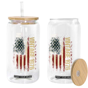 Vintage 1976 Distressed American Flag Glass Can Patriotic 50th Birthday Graphic TS02 Print Your Wear