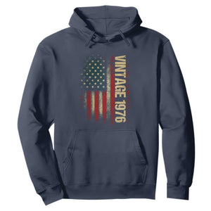 Vintage 1976 Distressed American Flag Hoodie Patriotic 50th Birthday Graphic TS02 Navy Print Your Wear