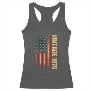 Vintage 1976 Distressed American Flag Racerback Tank Top Patriotic 50th Birthday Graphic TS02 Dark Heather Print Your Wear