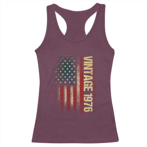 Vintage 1976 Distressed American Flag Racerback Tank Top Patriotic 50th Birthday Graphic TS02 Maroon Print Your Wear