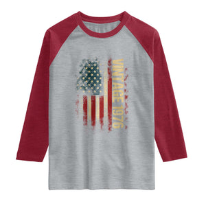 Vintage 1976 Distressed American Flag Raglan Shirt Patriotic 50th Birthday Graphic