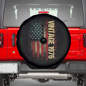 Vintage 1976 Distressed American Flag Spare Tire Cover Patriotic 50th Birthday Graphic TS02 Black Print Your Wear