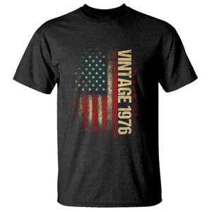 Vintage 1976 Distressed American Flag T Shirt Patriotic 50th Birthday Graphic TS02 Black Print Your Wear