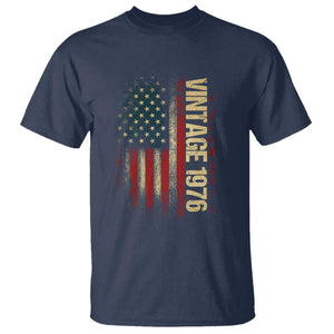 Vintage 1976 Distressed American Flag T Shirt Patriotic 50th Birthday Graphic TS02 Navy Print Your Wear