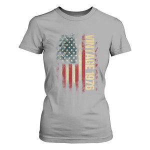 Vintage 1976 Distressed American Flag T Shirt For Women Patriotic 50th Birthday Graphic TS02 Sport Gray Print Your Wear